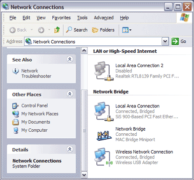 Windows XP Network Bridge